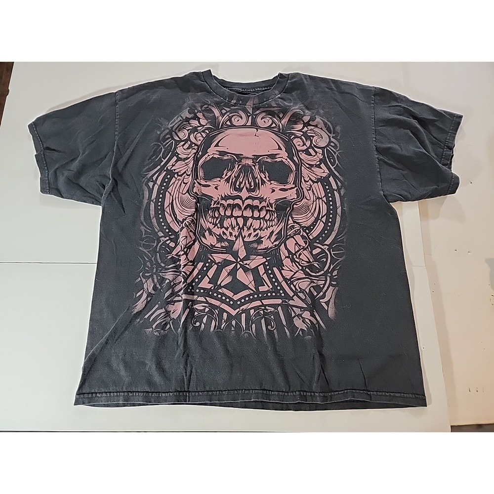 Vintage Y2K MMA Elite Skull Grunge Gothic Tattoo Retro Graphic T-Shirt Size XXL